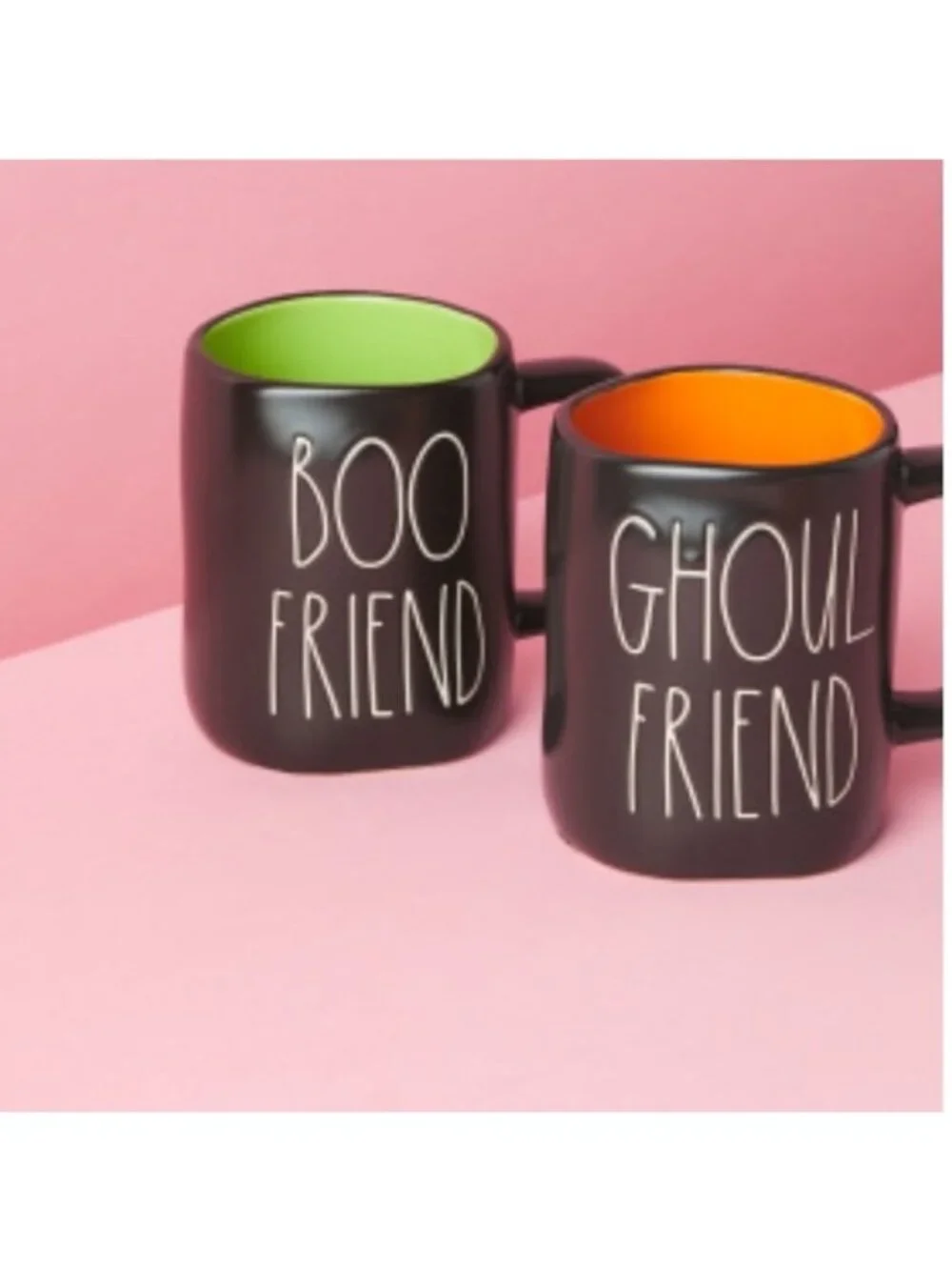 Rae Dunn Artisan Collection Ceramic Boo Friend & Ghoul Friend Mug Set Halloween